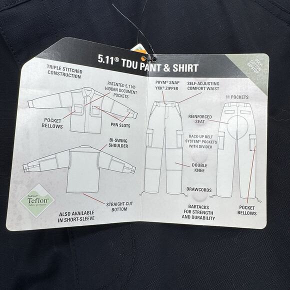 511 Tactical TDU Pants Men's Medium Reg. Inseam 31.5x35 BLACK Ripstop Adjustable - Picture 4 of 7
